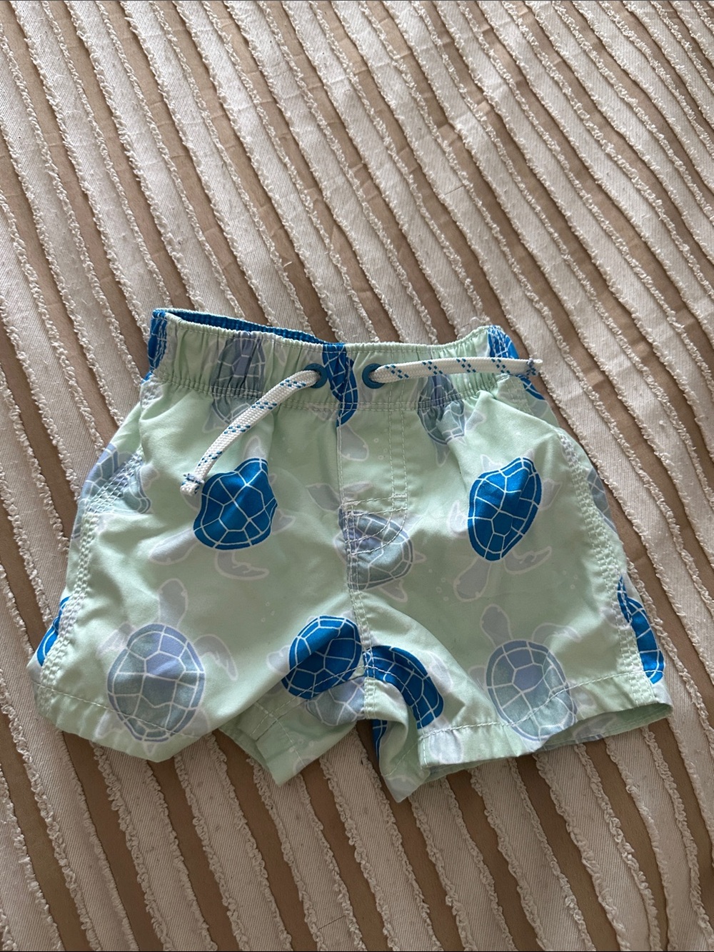 GAP Kids Mint Green Swim Trunks with Blue Turtle Print